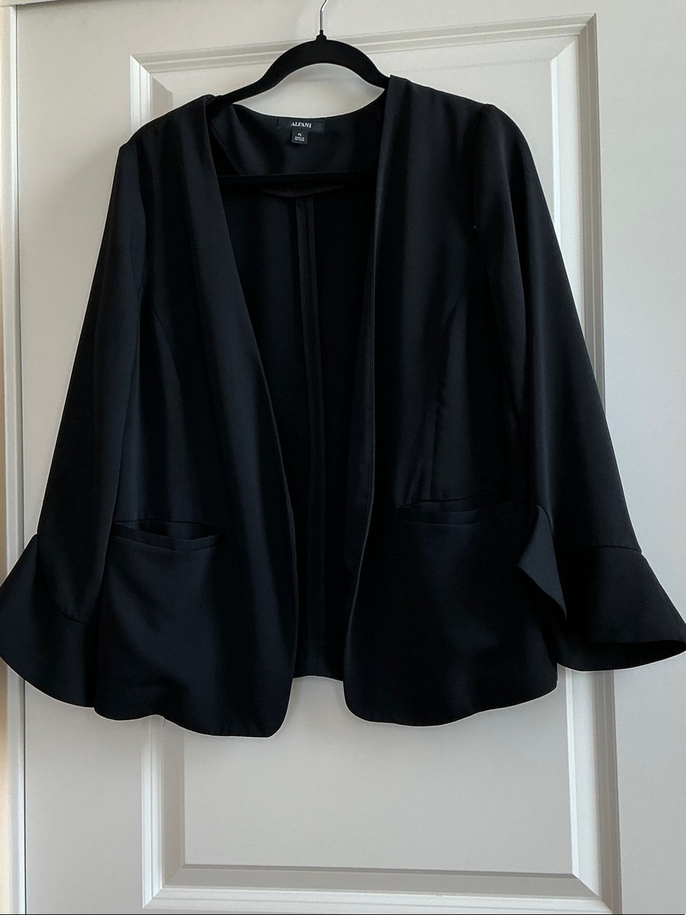 Alfani Black Open-Front Blazer with Flared Cuffs